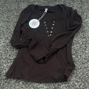 Chocolate Brown Long Sleeve Top